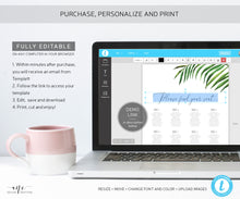 Load image into Gallery viewer, Tropical Beach Seating Chart Template, Greenery Wedding Bridal Sign Table Plan, Palm Leaf Decoration, 100% Editable, A1 A2, Printable 002