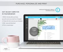 Load image into Gallery viewer, Tropical Wedding Order of Events Sign Template, Palm Leaf Editable Order of Service, Wedding Timeline & Agenda, Ceremony Program Poster, 002