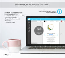 Load image into Gallery viewer, Tropical Monogram Ring Wedding Invitation Suite Template, Monstera Palm Beach Destination Invite Suite Fully Editable Printable Download 002