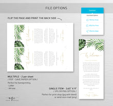 Load image into Gallery viewer, Tropical Welcome Letter Itinerary Template, Beach Wedding Order of Events Editable Welcome Bag Note, 100% Editable, Printable, Download 002
