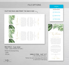 Load image into Gallery viewer, Tropical Welcome Letter Itinerary Template, Beach Wedding Order of Events Editable Welcome Bag Note, 100% Editable, Printable, Download 002