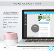 Load image into Gallery viewer, Tropical Welcome Letter Itinerary Template, Beach Wedding Order of Events Editable Welcome Bag Note, 100% Editable, Printable, Download 002