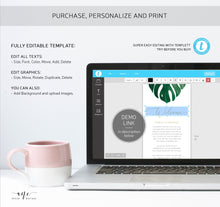 Load image into Gallery viewer, Monstera Welcome Letter Itinerary Template, Tropical Wedding Order of Events Editable Welcome Bag Note, 100% Editable Printable Download 003