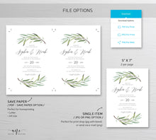 Load image into Gallery viewer, Sage Green Wedding Invitation Set Template, Unique Watercolor Artwork, Boho Wedding Bridal Invite RSVP Details, Fully Editable Printable 008