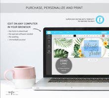 Load image into Gallery viewer, Tropical Beach Bridal Shower Water Label Template, Palm Leaf Monstera Bachelorette Wedding Water Label, Printable 100% Editable Download 002