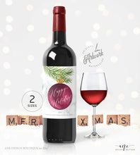 Load image into Gallery viewer, Christmas Ball Wine Label Template, Personalized Christmas Bottle Tag Happy Holidays, Teacher Gift, Fully Editable, Printable Download 009