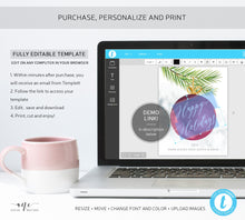 Load image into Gallery viewer, Christmas Ball Wine Label Template, Personalized Christmas Bottle Tag Happy Holidays, Teacher Gift, Fully Editable, Printable Download 009