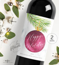 Load image into Gallery viewer, Christmas Ball Wine Label Template, Personalized Christmas Bottle Tag Happy Holidays, Teacher Gift, Fully Editable, Printable Download 009
