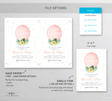 Load image into Gallery viewer, Oh Baby Pink Balloon Baby Shower Invitation Template, Tropical Palm Leaf Summer Beach Bridal Invite, Fully Editable, Printable, Download 002