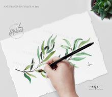 Load image into Gallery viewer, Geometric Greenery Bridal Shower Invitation Template, Boho Wedding Couple Shower, Original Artwork, Fully Editable, Printable, Download 001