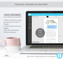 Load image into Gallery viewer, Greenery Welcome Letter Itinerary Template, Boho Wedding Order of Events Editable Welcome Bag Note, 100% Editable, Printable, Download 008