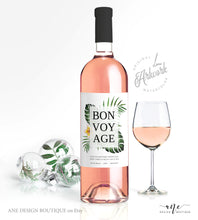 Load image into Gallery viewer, Tropical Bon Voyage Wine Label Template, Custom Bottle Label, Shower Beach Travel Vacation Gift Tag, Fully Editable, Printable, Download 002