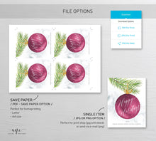 Load image into Gallery viewer, Christmas Ball Wine Label Template, Personalized Christmas Bottle Tag Happy Holidays, Teacher Gift, Fully Editable, Printable Download 009