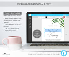 Load image into Gallery viewer, Tropical Unplugged Ceremony Wedding Sign Template, Palm Leaf No Phone Camera Printable Welcome Sign, Fully Editable DIY Instant Download 002