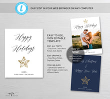 Load image into Gallery viewer, Happy Holidays Wine Label Template, Custom Christmas Gift for Teacher, Alternative to Holiday Card, 100% Editable, Printable Download 012