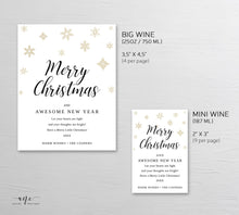 Load image into Gallery viewer, Merry Christmas Wine Label Template, Christmas Gift for Teacher Bottle Tag, Alternative to Holiday Card 100% Editable Printable Download 014