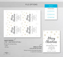 Load image into Gallery viewer, Merry Christmas Wine Label Template, Christmas Gift for Teacher Bottle Tag, Alternative to Holiday Card 100% Editable Printable Download 014