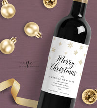 Load image into Gallery viewer, Merry Christmas Wine Label Template, Christmas Gift for Teacher Bottle Tag, Alternative to Holiday Card 100% Editable Printable Download 014
