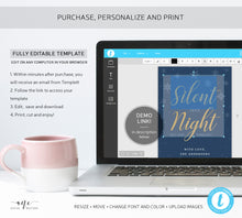 Load image into Gallery viewer, Silent Night Christmas Wine Label Template, Custom Wine Gift for Teacher, Funny Wine Label Friend Gift, 100% Editable Printable Download 015