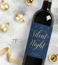 Load image into Gallery viewer, Silent Night Christmas Wine Label Template, Custom Wine Gift for Teacher, Funny Wine Label Friend Gift, 100% Editable Printable Download 015