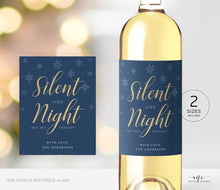 Load image into Gallery viewer, Silent Night Christmas Wine Label Template, Custom Wine Gift for Teacher, Funny Wine Label Friend Gift, 100% Editable Printable Download 015