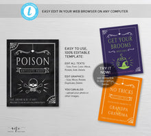 Load image into Gallery viewer, 4 Halloween Wine Bottle Label Templates, Party Decor, Poison, Witches Brew, Vampire Blood, Zombie Eyes, 100% Editable Printable Download 013