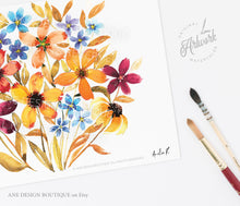 Load image into Gallery viewer, Fall Floral Thanksgiving Place Card Template, Printable Rustic Wedding Escort Card, Autumn Flowers Name Tag, Fully Editable Download DIY 010