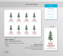 Load image into Gallery viewer, Pine Tree Christmas Gift Tag Template, Holiday Printable Favor Tag, Original Watercolor, Christmas tree Label, Fully Editable, Download
