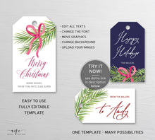 Load image into Gallery viewer, Christmas Tree Branch Gift Tag Template, Holiday Printable Tag, Winter Favor Tag, Merry Christmas Gift Label, Fully Editable DIY Download