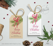 Load image into Gallery viewer, Christmas Tree Branch Gift Tag Template, Holiday Printable Tag, Winter Favor Tag, Merry Christmas Gift Label, Fully Editable DIY Download