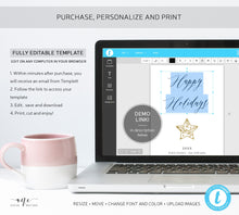 Load image into Gallery viewer, Happy Holidays Wine Label Template, Custom Christmas Gift for Teacher, Alternative to Holiday Card, 100% Editable, Printable Download 012