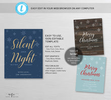 Load image into Gallery viewer, Silent Night Christmas Wine Label Template, Custom Wine Gift for Teacher, Funny Wine Label Friend Gift, 100% Editable Printable Download 015