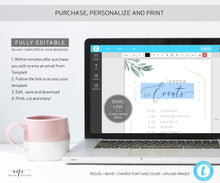 Load image into Gallery viewer, Gold Geometric Eucalyptus Wedding Program Sign Template, Editable Order of Service / Events, Wedding Timeline & Agenda, Ceremony Program 004