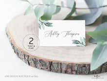 Load image into Gallery viewer, Eucalyptus Greenery Place Card Template, Boho, Garden, Printable Wedding Bridal Escort Card, 100% Editable Name Cards, Instant Download, 004

