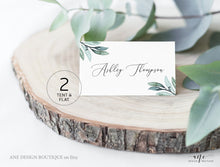 Load image into Gallery viewer, Eucalyptus Greenery Place Card Template, Boho, Garden, Printable Wedding Bridal Escort Card, 100% Editable Name Cards, Instant Download, 004