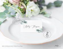Load image into Gallery viewer, Eucalyptus Greenery Place Card Template, Boho, Garden, Printable Wedding Bridal Escort Card, 100% Editable Name Cards, Instant Download, 004