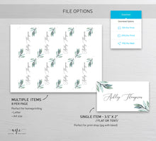 Load image into Gallery viewer, Eucalyptus Greenery Place Card Template, Boho, Garden, Printable Wedding Bridal Escort Card, 100% Editable Name Cards, Instant Download, 004
