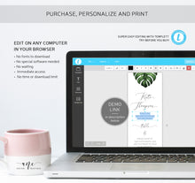 Load image into Gallery viewer, Tropical Photo Booth Insert Template, Favor Tag, Printable Bookmark, Place Card, Monstera Palm, Beach Wedding, Fully Editable, Download 002