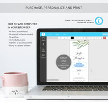 Load image into Gallery viewer, Greenery Photo Booth Insert Template, Favor Tag, Printable Bookmark, Place Card, Boho Wedding, Original Artwork, Fully Editable 008