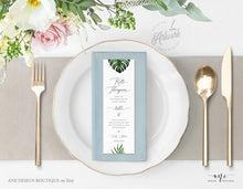 Load image into Gallery viewer, Tropical Photo Booth Insert Template, Favor Tag, Printable Bookmark, Place Card, Monstera Palm, Beach Wedding, Fully Editable, Download 002