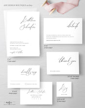 Load image into Gallery viewer, Minimalist Modern Calligraphy Wedding Invitation Set Template, Simple Stylish Invite Suite, 100% Editable, Printable, Instant Download, 011