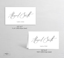 Load image into Gallery viewer, Minimalist Modern Calligraphy Place Card Template, Printable DIY Wedding Bridal Escort Card, 100% Editable Table Name Cards, Download, 011