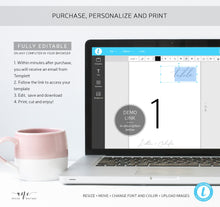 Load image into Gallery viewer, Minimalist Table Number Cards Template, Simple Modern Calligraphy Wedding Bridal Table Card 4x6 5x7, 100% Editable, Printable, Download 011