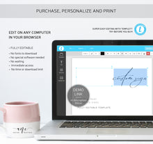 Load image into Gallery viewer, Modern Minimalist Custom Sign Template, 100% Editable Modern Calligraphy Table Sign, Simple Wedding Signage, 5x7 8x10 Printable Download 011