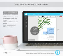 Load image into Gallery viewer, Tropical Wedding Invitation Suite Template, Palm Leaf Invite, Beach Wedding Invite Template, Editable, Printable, Instant Download 002