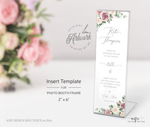 Load image into Gallery viewer, Mauve Roses Photo Booth Insert Template, Favor Tag, Printable Bookmark, Place Card, Floral Wedding, Fully Editable, Templett, Download 007