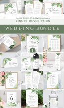 Load image into Gallery viewer, Tropical Wedding Welcome Sign Template, Beach Greenery Palm Leaf Wedding Bridal Baby Shower Sign Poster,100% Editable Printable Download 002