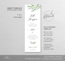 Load image into Gallery viewer, Greenery Photo Booth Insert Template, Favor Tag, Printable Bookmark, Place Card, Boho Wedding, Original Artwork, Fully Editable 008