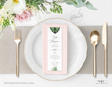 Load image into Gallery viewer, Tropical Photo Booth Insert Template, Favor Tag, Printable Bookmark, Place Card, Monstera Palm, Beach Wedding, Fully Editable, Download 002