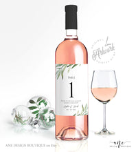 Load image into Gallery viewer, Sage Greenery Wedding Wine Label Template, Willow, Olive Garden Boho Wedding, Bridal Shower sticker, Fully Editable, Printable, Download 008